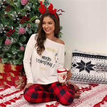 Pijamas de natal feminino conjunto de pijama casa terno raposa impressão um pescoço mulher femme pijamas 2020 conjunto de natal 2024 - compre barato