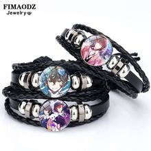 FIMAODZ Bungo Stray Dogs Bracelet Osamu Nakahara Chuya Charm Handmade Leather Bracelets for Women Men Gift Anime Jewelry 2024 - buy cheap