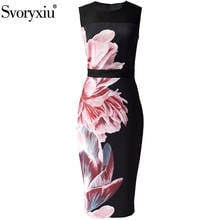 Svorexiu vestido de verão vintage preto sem mangas para mulheres, vestido feminino elegante com estampa de flores, vestido de cintura alta com encomenda 2024 - compre barato