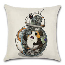 Light saber Funny Robot Print cotton linen cushion cover pillowcase decoration for home sofa chair kids girl bedroom gift 2024 - buy cheap