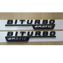 1 pair Flat Black FOR  BITURBO 4MATIC Letters Fender Emblems Badges for Mercedes Benz 2024 - buy cheap