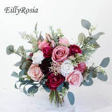 EillyRosia-ramo de novia elegante, flores de boda, rojo oscuro, rosa, romántico, país Natural, decoración para el hogar, nuevo 2024 - compra barato