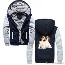 Lovely Puppies Beagles Print Hoodies Fashion Funny Dog Print Men Winter Keep Warm Casual Male Thicken Sweatshirts 2024 - buy cheap