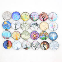 24pcs Wholesale New Arrival 18mm Cabochon Printed Glass Family Tree of Life Buttons for Snap Bracelet Earrings Ring Jewelry 2024 - buy cheap