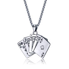 Fashion Men's Necklaces Poker Playing Card Spades A Pendant Lucky Chain 22Inch Punk Jewelry Casino Fortune Stainless Steel 2024 - buy cheap