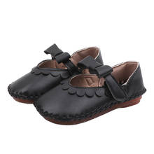 Zapatos de princesa con lazo de mariposa para niñas, calzado plano de cuero con dedos cuadrados suaves, primavera y otoño, 2021 2024 - compra barato