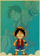 Картина из японского аниме New One Piece Luffy Retro, картина, картина для кафе, детской, гостиной, домашний Настенный декор, качественный холст, постер, подарки 2024 - купить недорого