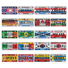 Country Name National Flag Art Painting Metal Car Plate License Tin Sign Bar Cafe Garage Modern Home Decor Retro Plaque Poster 2024 - buy cheap