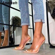 Aneikeh-zapatos de tacón alto y fino para mujer, sandalias transparentes de PVC, puntiagudas, sin cordones, talla 35-42, 2021 2024 - compra barato