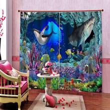 Underwater world 3D Curtains Living Room shark Design Kids Room Curtain For Window The Bedroom Drapes Blackout 2024 - buy cheap