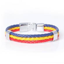 Pulseira de couro com bandeira da espanha, bracelete da moda com pingente esportivo para homens e mulheres 2024 - compre barato