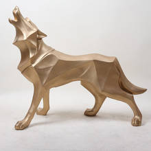 Абстрактная статуя волка собаки Художественная Скульптура геометрический полимер украшение для дома аксессуары Современное украшение подарки поделки R4780 2024 - купить недорого