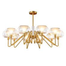 Lámpara de araña de cobre y cristal para sala de estar, luz de arte minimalista y moderna, de lujo para dormitorio y comedor 2024 - compra barato