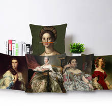 Modern Europe Painting Cushion Covers Young Lady Portrait Pillowcase Polyester Linen Decorative Throw Pillow Case 45X45cm 2024 - buy cheap