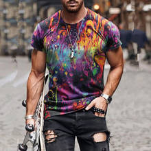 Camiseta de manga corta con Graffiti colorido en 3D para hombre, ropa de calle informal Vintage, gótica, Stich, novedad de verano 2021 2024 - compra barato