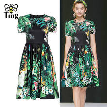 Tingfly Summer Fashion Chic Tropical Print A Line Casual Short Dress Women Butterfly Printing Mini Dress Plus Size Streetwear Za 2024 - buy cheap