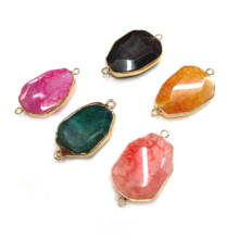 Natural Stone Agates Pendant irregular Shape Double Hole Connector for Jewelry Making DIY Elegant Necklace Bracelet Accessories 2024 - buy cheap