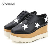 British Style Five-Pointed Star Casual Shoes Woman Little Square Toe Lace-Up High Increasing Flat Platform Women Shoes 2024 - buy cheap