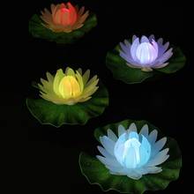 Simulation Lotus Lily Light LED Floating Lotus Pool Garden Fish Tank Party Decor Wishing Lamp Artificial Flower(No Battery) 2024 - buy cheap