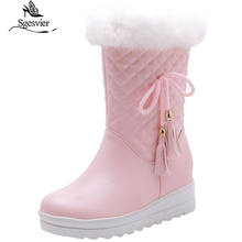 Sgesvier 2020 New fashion snow boots woman  warm mid calf boots women winter thick fur inside platform cotton shoes pink white 2024 - buy cheap