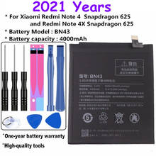 2021 anos 100% capacidade 4000mah bn43 bateria para xiaomi redmi nota 4x/nota 4 substituição da bateria do telefone + ferramentas 2024 - compre barato