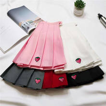 Minifaldas vaqueras de cintura alta para mujer, Falda plisada de fresa, uniforme escolar japonés Harajuku, chica 2024 - compra barato