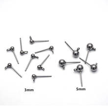 20Pcs/Lot 316 Stainless Steel 3mm Round Ball Stud Earrings Post With Loop For DIY Jewelry Making Finding 2024 - buy cheap