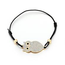 Crystal Owl Charm Bracelets for Kids /Women Black Rope Elastic Adjustable Bracelet Jewelry Friendship Gifts Dropshipping 2024 - buy cheap
