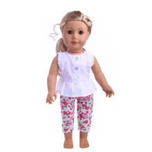 Doll Clothes  White Top + Small Flower Pattern Pants For 18 Inch American&43Cm Baby New Born Doll，Our Generation , Gifts 2024 - buy cheap