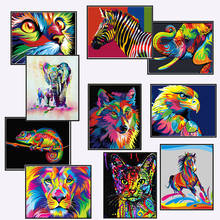 HOT Frame Dazzling Animals DIY Oil Painting By Numbers Wall Art Canvas Animals Picture DIY Drawing Painting For Home Decoration 2024 - buy cheap