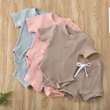 Newborn Kid Baby Boy Girl Clothes Knitted Romper+Shorts Outfits Summer Short Sleeve Baby Clothing Set 2024 - buy cheap