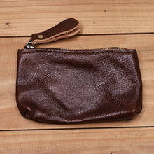 100% Genuine Leather Coin Purse Men Women Female Vintage Small Mini Short Zipper Money Bag Card Holder Case Pocket Wallet Male 2024 - buy cheap
