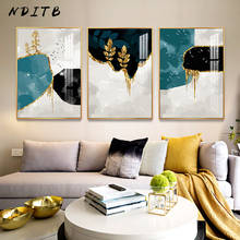 Abstract Shape Golden Leaf Painting Minimalist Canvas Art Poster Print Modern Wall Picture Living Room Corridor Decor 2024 - buy cheap