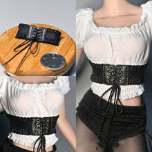 Cinturón ancho femenino a escala 1/6 con cierre de cintura con cordón elástico, Tops plisados con manga de burbuja, ropa para cuerpo de 12" 2024 - compra barato