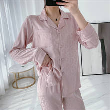 Fdfula terno de pijama confortável para mulheres, roupa de dormir feminina de seda gelo e manga longa para primavera e outono 2024 - compre barato