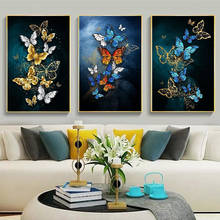 Pinturas en lienzo de Arte de mariposa abstracta, carteles e impresiones de imágenes artísticas de pared para decoración de sala de estar (sin marco) 2024 - compra barato