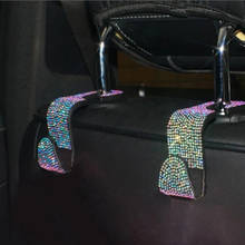 Gancho traseiro do assento de carro, com strass brilhantes, suporte de cabide com cristal, bolsa de mão 2024 - compre barato