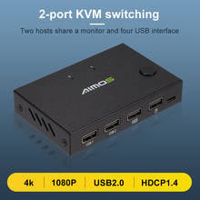 Interruptor KVM de 2 puertos, caja divisora para compartir impresora, teclado, ratón, KVM, HDMI, 4K, 2021 2024 - compra barato