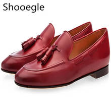 Red Tassels Fashion Men Slip On Leather Dress Shoes Spring Autumn Male Dress Design Office Suits Tuxedo Oxfords 2024 - buy cheap