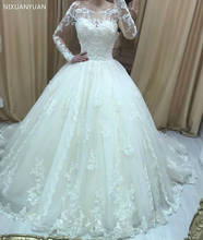 Ball Gown Princess Wedding Dresses Sheer Long Sleeve Lace Wedding Gowns See Though Bridal Dress Robe De Mariee 2022 2024 - buy cheap