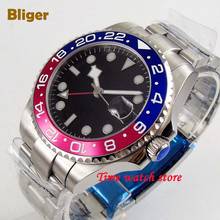40 мм Bliger GMT 3804 автоматические часы мужские водонепроницаемые алюминиевые ободки черный циферблат керамический ободок сапфировое стекло светящийся 2024 - купить недорого
