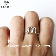CC-Anillo de A-Z con letras para mujer, anillo de dedo con apertura ajustable, diseño Simple, joyería femenina con personalidad, abalorio de cristal, YC02 2024 - compra barato