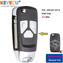 Keyecu-chave de carro de controle remoto flip atualizada para audi a6, s6, rs6, a8, tt, 3 botões-433.92mhz-id48 chip-p/n: 4d0, 837, 231 k 2024 - compre barato
