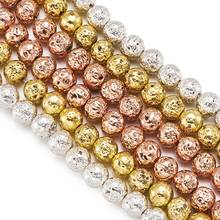 Round Natural Lava Bead Strands Spacer Findings Bumpy Electroplated Plated 10~10.5mm Hole 1.5mm;about 39pcs/strand 15.35''(39cm) 2024 - buy cheap