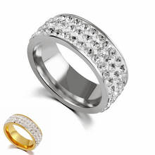 AsJerlya Vintage Retro Style Steel Ring For Women 5 Row Clear Crystal Jewelry Fashion Stainless Steel Engagement Wedding Rings 2024 - buy cheap