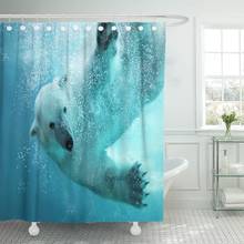 Juego de cortinas de ducha de tejido de poliéster, Set de cortinas de ducha impermeables de 72x78 pulgadas con pata completa de ataque bajo el agua de oso Polar 2024 - compra barato