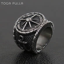 Vintage Men's Compass Ring Heavy Metal 316L Stainless Steel Gothic Anchor Ring Man Punk Biker Jewelry Wholesale Size 7-15 2024 - buy cheap