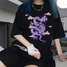 NEW Casual Dragon Print Oversized T Shirt Women Tops Short Sleeve Green Vogue Summer T-Shirt Female Harajuku Loose Tee Shirt 2024 - buy cheap