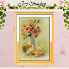 Roses and pigeons Patterns Counted Cross Stitch 11 14CT Cross Stitch Set Wholesale flower Cross-stitch Kit Embroidery Needlework 2024 - buy cheap