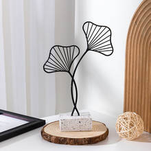 Escultura abstracta de hojas de Ginkgo para decoración del hogar, figurita artística creativa de estilo nórdico, para oficina y escritorio, regalo de Adorno 2024 - compra barato